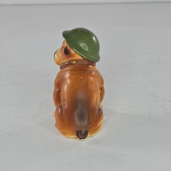 Vintage MTI Mack Truck Mascot Bulldog Figurine Wearing Green Helmet Ceramic Rare - Picture 4 of 8